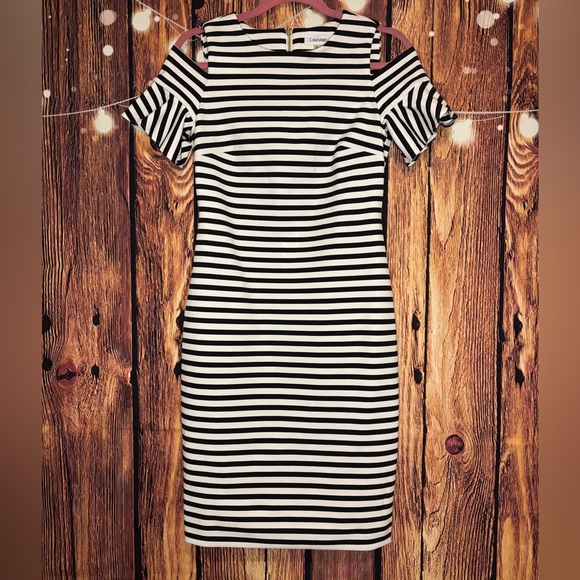 Calvin Klein Dresses & Skirts - Calvin Klein Black and White Striped Mini Dress